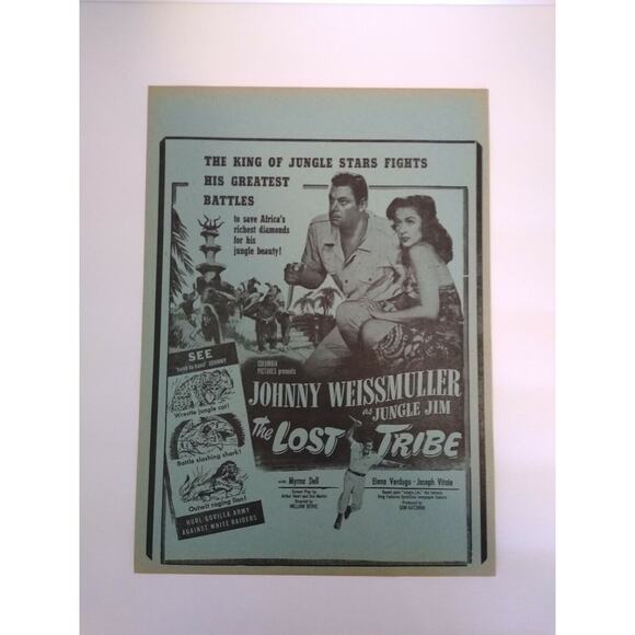 Jungle Jim The Lost Tribe Johnny Weissmuller Movie Poster 1951 Original Vintage - Picture 4 of 6